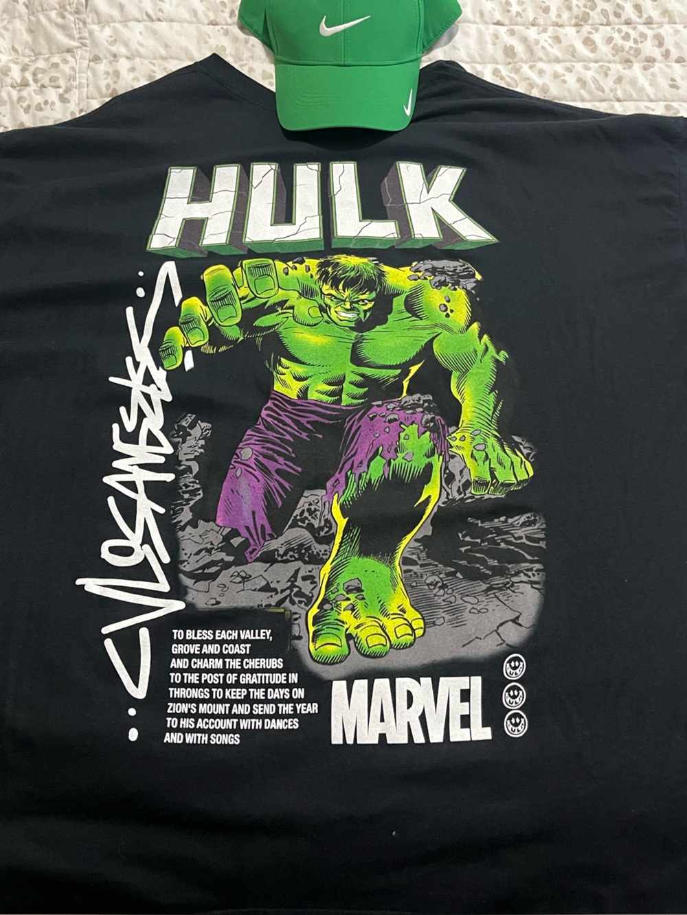 Marvel Black Short-Sleeve Tee with Purple 'I Am The Hulk' Print
